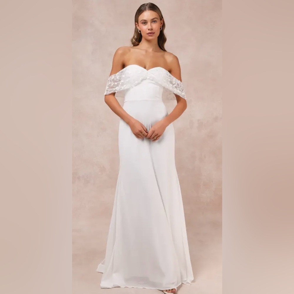 Lulus XL Bridal Beloved Beginning Embroidered Dress NWOT